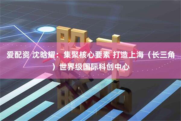 爱配资 沈晗耀：集聚核心要素 打造上海（长三角）世界级国际科创中心